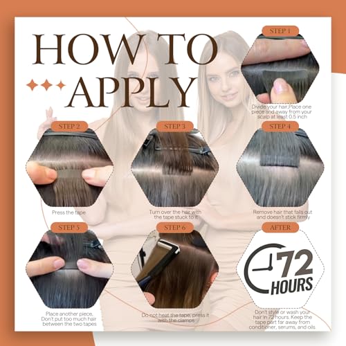 Full Shine Tape in Human Hair Extensions 24 Inch Real Human Hair Tape in Extensions 50 Gram Seamless Hair Extensions 20pcs Ash Blonde Highlights Bleach Blonde Skin Weft Double Side Brazilian Hair