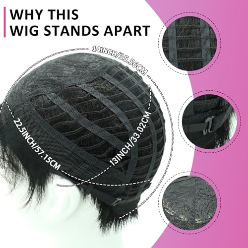 Toupee for Men Human Hair Men¡®s Full head mask Straight hair Wig Short Straight hair Hair Fluffy Realistic Hair Wig Thin Skin Daily Party Costume Wig for Male(black)