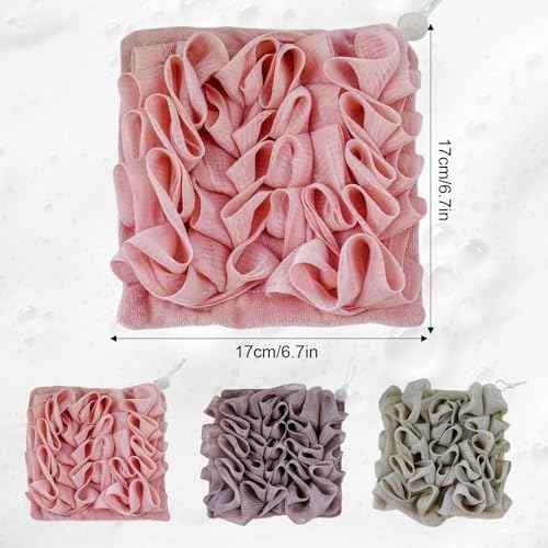 3 Pcs Soap Bar Loofah, 2 in 1 Bar Soap Loofah Pouch Can Hold Soap Effective Exfoliation for Bathing (Khaki + Coffee + Pink)