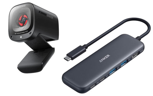 Anker USB C Hub, 5-in-1 USBC to HDMI Splitter with 4K Display PowerConf C200 2K Wireless Webcam