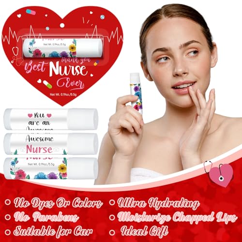 60 Pack Nurses Appreciation Gifts Bulk Lip Balms Christmas Hospital Staff Team Thank You Gifts Best Nurse Ever Fall Thanksgiving Xmas Appreciation Party Favors for Coworkers Midwife Women Presents