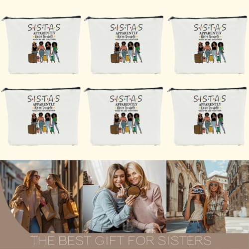 6 Pcs Sister Gifts: Girls Trip Favors Makeup Bag - Besties Females Christmas Cosmetic Bag - Weekend Bags for Women Vacation Bachelorette Party