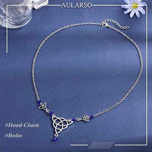 Boho Head Chain Beaded Headbands Vintage Crystal Headpieces Irish Knot Forehead Chain for Women