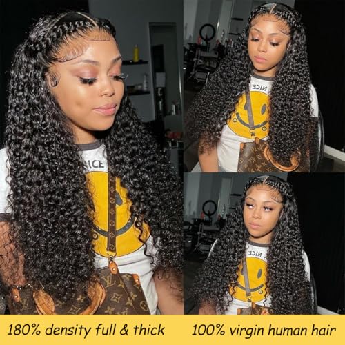 22 Inch 13x6 Deep Wave Lace Front Wigs Human Hair Deep Wave Frontal Wig 13x6 HD Lace Front Wigs Pre Plucked with Baby Hair Virgin Human Hair Wig for Women Natural Color