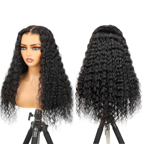 200% Density Deep Wave Wear and Go Glueless Wigs Human Hair Pre Plucked Pre Cut 7x5 HD Lace Front Wigs Pre Bleached Bye Bye Knots Deep Curly Lace Closure Wigs Human Hair for Women 18 Inch