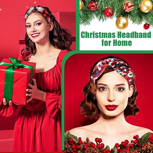 Giegxin 30 Pcs Christmas Headband for Women Dress up Costume Party Elastic Snowman Twist Headband Santa Claus Hairbands Xmas Head Wraps for Women Christmas Hair Accessories