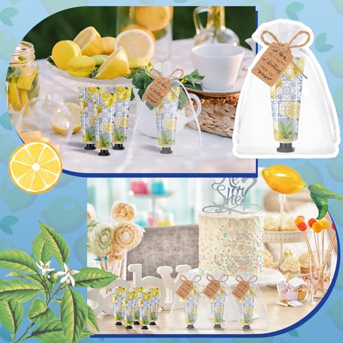 48 Sets Baby Shower Hand Cream Party Favors for Guests Gift Bulk Travel Size Hand Lotion Set for Baby Shower Wedding Christmas(Lemon)