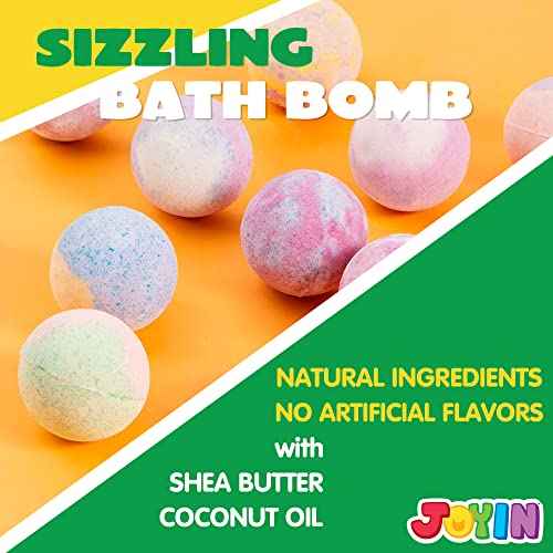 JOYIN Big Bath Bombs for Kids with Mochi Toy, 12 Pack Bubble Bath Bombs with Surprise Toy Inside, Natural Essential Oil SPA Bath Fizzies Set, Party Favors for Boys Girls Birthday Gifts
