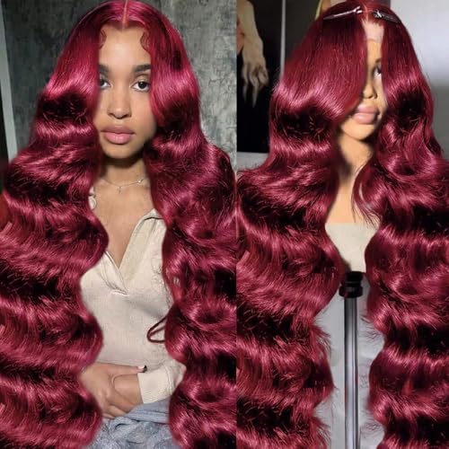 20 Inch Burgundy Wig Human Hair 13x6 Body Wave Lace Front Wigs Human Hair 99j Burgundy Lace Front Wigs Human Hair for Black Women