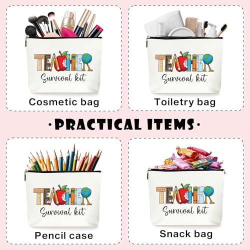 Teacher Survival Kit Zipper Pouch Cosmetic Makeup Bags, First Year Teacher Must Haves, Supplies for Teachers, Teacher Pouch, Teachers Appreciation Gifts. (062)