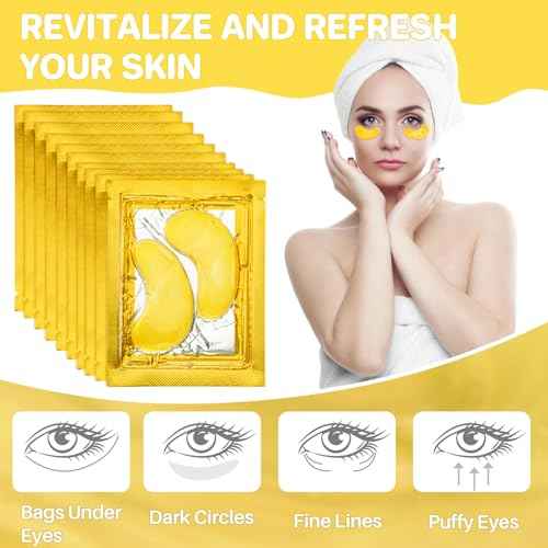 MAQIHAN Gold Under Eye Patches - 30 Pairs Golden Glow Under Eye Patches for Dark Circles,Gold Moisturizing Eye Skin Mask for Women,Eye Dark Circles Masks for Bags and Wrinkles