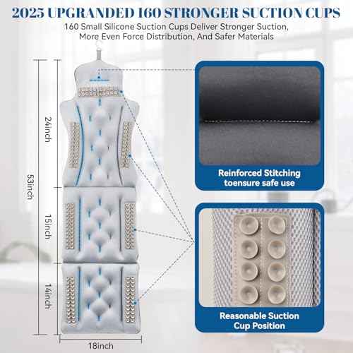 Full Body Bath Pillow for Bathtub, Thick & Luxury Bathtub Cushion with 192 Suction Cups, Bathtub Pillows for Head & Neck, Back Support, Ideal Bath Accessories for Women' Gifts Spa, Soaking, Tub