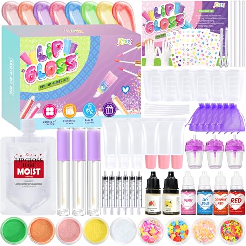 Jcoos Lip Gloss Making Kit, 66PCS DIY Lip Glosses Set to Make Your Own Lip Stick, Fun Craft Makeup Lipglosses, All-Inclusive Moisturizing Handmade Lip Glaze Supplies Set for Beginner Women Girls