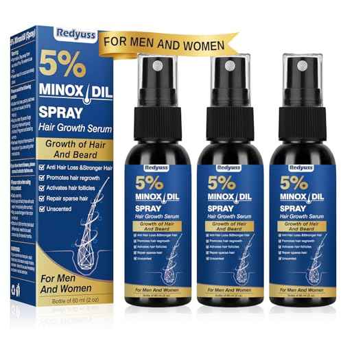 5% Minoxidil for Men and Women Hair Growth Spray Serum Minoxidil Biotin for Hair Beard Growth Prevent Hair Loss for Thicker Longer Fuller Healthier Hair 3 Bottles of 2oz