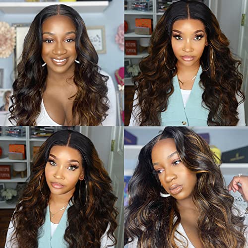 P1B30 Highlight Bundles Human Hair Ombre Brown 3 Bundles 16 18 20 inch Ombre Body Wave Bundle 8A Brazilian Virgin Hair Extensions