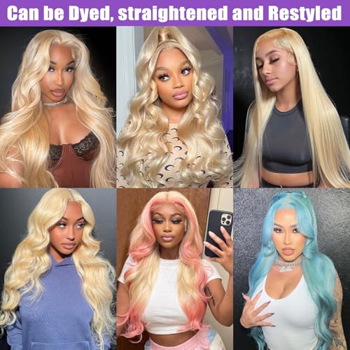 12A Grade Body Wave Blonde Bundles Human Hair 613 Bundles Human Hair 100% Unprocessed Brazilian Virgin Raw Hair Quick Weave 3 Bundle Deals Hair Extensions 12 14 16 Inch