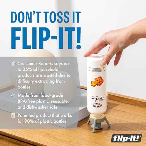 Flip-It! 2-Pack Premium Bottle Emptying Kit ? No more wasted product - Fits most plastic bottles ? Get out every drop of Shampoos, Lotions, & More ? 2 Base Caps, 6 Adapters ? Pastel Color Edition