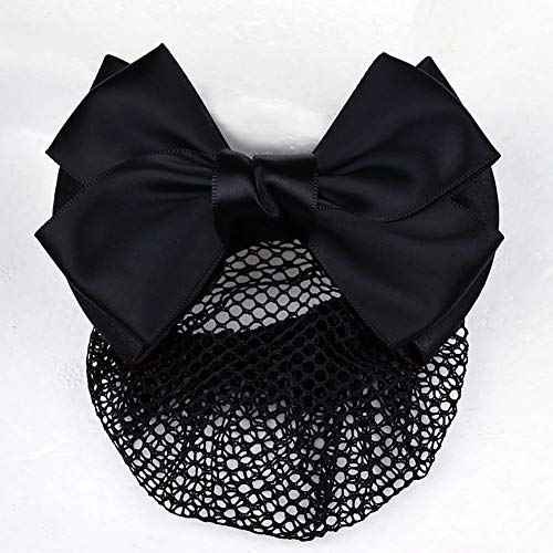 2 Pcs Bowknot Hair Snood Net Barrette Bun Cover Bow Hair Clip Xmas Gifts for Women Lady