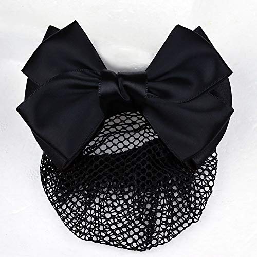 2 Pcs Bowknot Hair Snood Net Barrette Bun Cover Bow Hair Clip Xmas Gifts for Women Lady