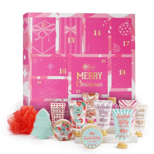 Advent Calendar 2025 Christmas Holiday Gifts for Women 12 Days Beauty Countdown Calendar 2025 Xmas Gifts Set 12pcs Spa Hand Cream Gifts Sets for Women with Hand Lotion Body Lotion Bath Sets Pamper Kit