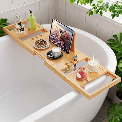 Bathtub Tray,Bath Tray for Tub,Bath Tub Tray Wood,Bath Caddy Tray for Bathtub,Bathtub Trays for Tub, As Gifts for Women Or House Warming Gifts New Home