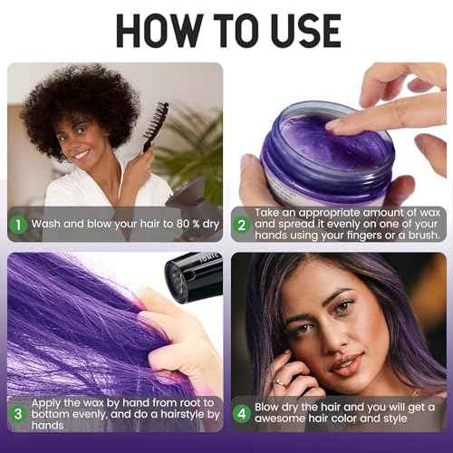 Purple Temporary Hair Dye Wax Natural Instant Hair Color Wax Pomades 4.23 oz,Hair Styling Clay for Party, Cosplay, Halloween,Christmas