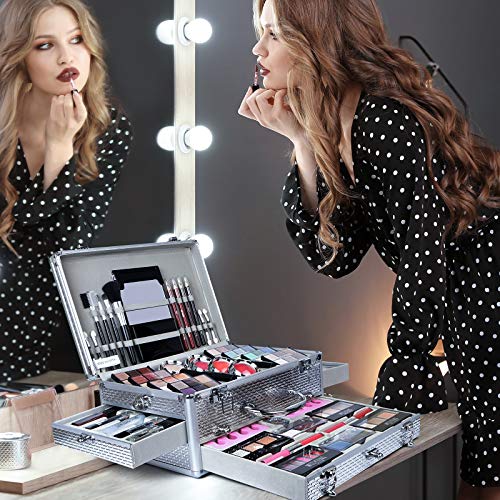 All-in-One Makeup Kit Gift Set Women Full Set Carry All Professional Make up Kit With Makeup Bag Lipgloss Lipstick Concealer Blush Foundation Face Powder Eyeshadow Palette Cosmetic Palette #10
