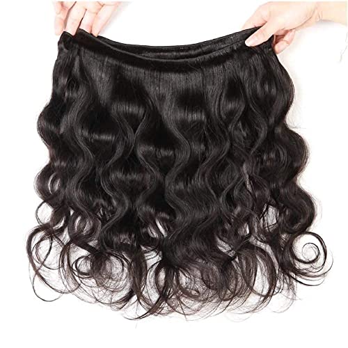 Body Wave Bundles with Closure Human Hair (18 20 22+16Inch) Brazilian 3 4x4 HD Lace Free Part 10A Grade 100% Unprocessed Virgin Natural Color