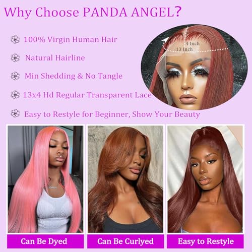 PANDA ANGEL Straight Lace Front Wigs Human Hair 13x4 HD Transparent Lace Front Wigs for Women Human Hair Reddish Brown Lace Front Wig N33# Colored Reddish Brown Full Frontal Wigs 20 Inch