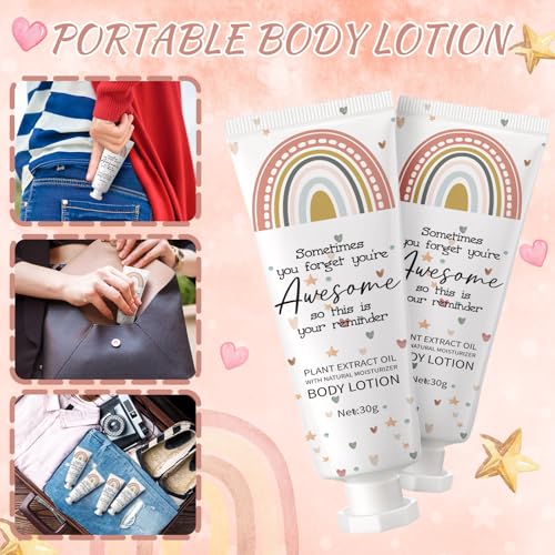 24 Pcs Mini Body Lotion Gifts Bulk for Dry Skin Travel Size Rainbow Body Cream Christmas Teacher Appreciation Gifts Moisturizing Lotion Stocking Stuffers for Women Teen Girls Nurse