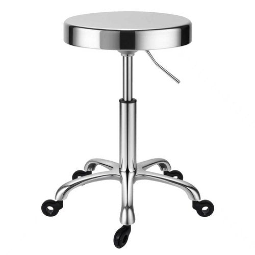 ZHAOYONGLI-End Tables Rolling Stool, Stainless Steel Workbench Stool, Adjustable Swivel Stool， 5 Wheels, Aluminum Alloy Five-Claw Foot，304 Stainless Steel Structure，Holds 460lbs,sHollowWheel