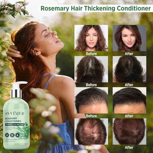 Svvimer Rosemary Hair Growth Conditioner: Thickening Moisturizing Product with Biotin for Women Men - for Damaged Dry Thinning Hair 11.8 fl.oz