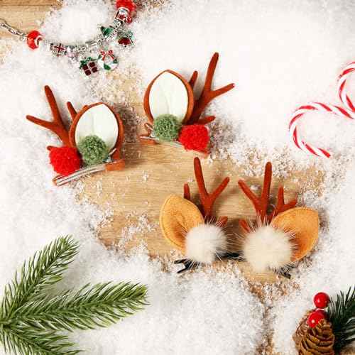 2 Pairs Reindeer Antler Hair Clips - Deer Antler Hair Pins, Christmas Hair Accessories for Women & Girls