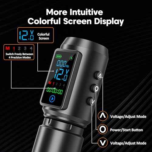 EMRICE Tattoo Gun Kit Wireless Tattoo Machine Pen Kit with 2Pcs 1600mAh Replaceable battery and 20 pcs Tattoo Cartridge Needles, 10 Ink Colors for Complete Tattoo Machine kit Supplies for Beginners