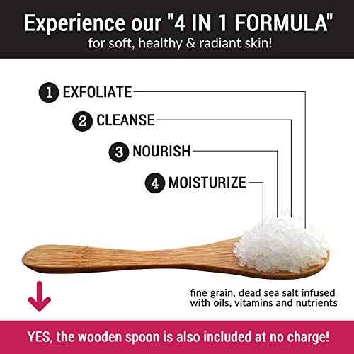 pureSCRUBS Premium Coconut Body Scrub Set - Large 16oz Dead Sea Salt Body Scrub With Infused Essential Oils & Nutrients, Includes Wooden Spoon, Loofah & Oatmeal Exfoliating Bar Soap