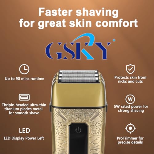 GSKY Professional Hair Clippers, Beard Trimmer for Men Electric Razor, Clippers and Trimmers Set Shavers for Men, Barber Clippers Hair Cutting Kit