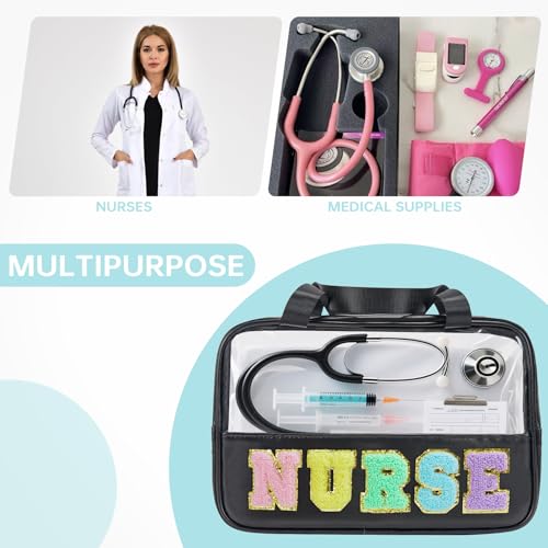 Nurse Bag Nursing School Essentials Medical Assistant Bag Nurse Bags Accessories for Work Chenille Letter Pouch Gifts for Women Clinical Bags for Nursing Students (STB-HS-NURSE, STB-HS-NURSE)