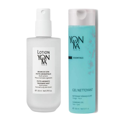 Yon-Ka Gel Nettoyant, Lotion PNG Facial Set | Gentle Foaming Face Wash and Daily Face Mist to Balance Skins pH | for Acne Prone and Oily Skin | Set of 2, 6.76 fl oz and 6.8 fl oz