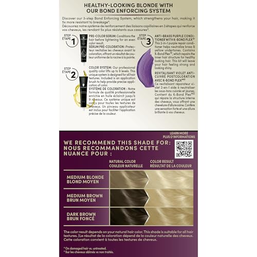 Schwarzkopf Keratin Blonde Hair Dye, 001 Platinum Blonde, Professional Quality Hi-Lift Permanent Hair Color, Bond Enforcing System Helps Prevent Breakage* Pre-Color Serum & Purple Conditioner Included