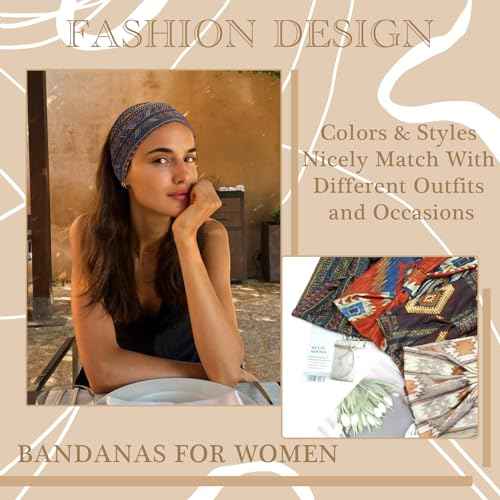 Boho Headbands For Women Wide Bandana Head Bands African Turban Head Wraps Knotted Hair Bands Elastic Headband Non Slip Sweatband Yoga Running Hair Accessories For Women Teen Girls 4 Pcs