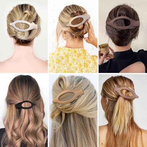 Flat Hair Clip 6 pcs Lay Down Claw Clips Hair Accessories for Women -Brown