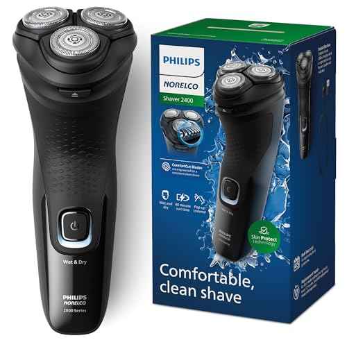 Philips Norelco Shaver 2400 Series, Wet and Dry Electric Shaver, Pop-up Trimmer, P-Cap, Deep Black, Model X3001/90