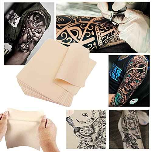 20 Sheets Tattoo Fake Practice Skins - Double Sides 86 Blank Fake Skin for Tattoo Artists