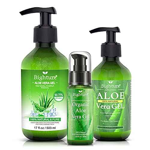Aloe Vera Gel, Aloe Vera Gel Extracted from Freshly Cut Pure Aloe Leaves, Skin Care for Deeply & Rapidly Soothing, Firming, After Shave, Sunburn Relieve, etc (Travel Pack)