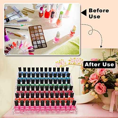 Acrylic Nail Polish Organizer Rack, 6 Tier Holder Stand, Paint Rack Gel Nail Polish Shelf Display, Sunglass Organizer, Essential Oils Storage Shelf, Holds Up to 72 Bottles