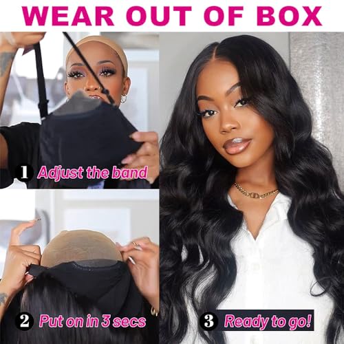 Glueless Wigs Human Hair Pre Plucked Pre Cut 5x5 Body Wave Lace Closure Wigs Human hair 250 Density Colsure Wigs for Women Ready to Wear Wig 14 Inch