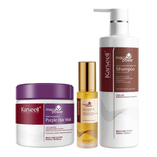 Karseell 3 Item Extract Moisturizing Shampoo and Conditioner Set Neutralizes Brass & Yellow Tones Hair Mask with Argan Oil