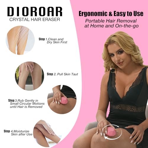Crystal Hair Eraser for Women,Upgraded Painless Crystal Hair Remover Diamond,Effective Nano Glass Hair Removal Stone Exfoliation without Shaver,Natural Epilator for Silky Skin(Rose Pink)