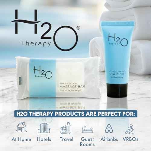 H2O Therapy Bulk Set | 1-Shoppe Amenities Kit for Hotels & Vacation Rentals | 1 oz Massage Bar & 0.85 oz Conditioning Shampoo Travel Size Tube | 100 Pieces