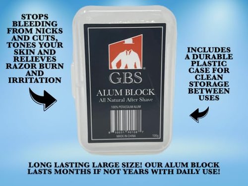 G.B.S Shaving Gift Set, Long Handle Double Edge Safety Razor, Alum Aftershave Block, Chrome Bowl with Natural Shave Soap, Shaving Brush Grooming Kit for Men